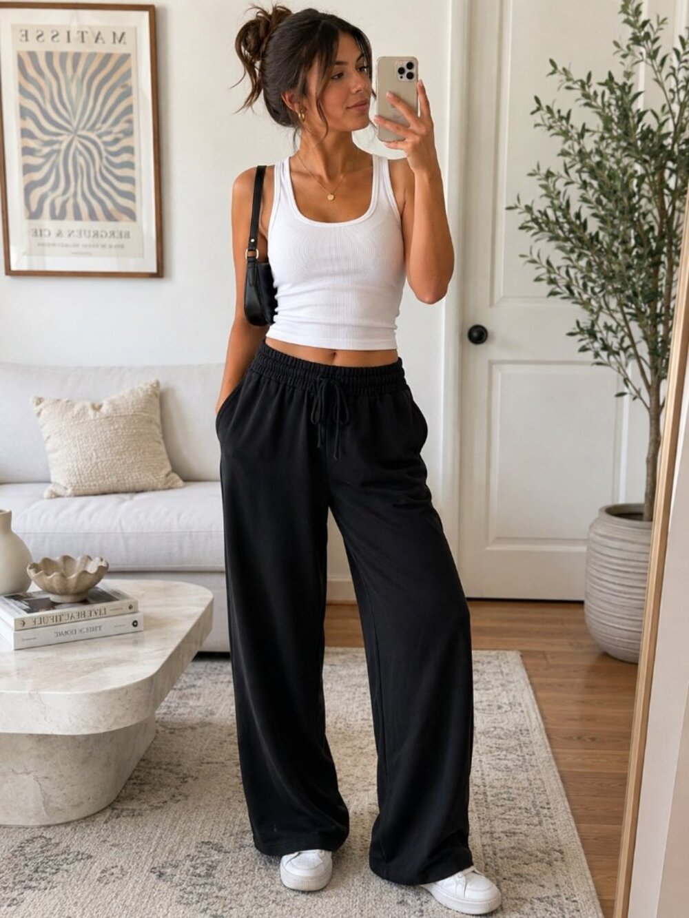 Aritzia The Group Black Wide Leg Pull On Pants Size S